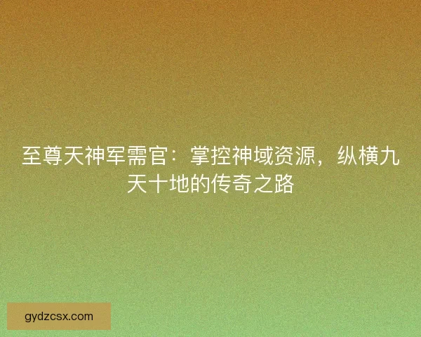 至尊天神军需官：掌控神域资源，纵横九天十地的传奇之路