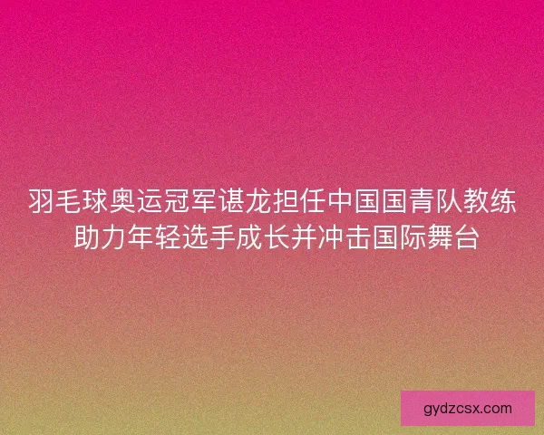 羽毛球奥运冠军谌龙担任中国国青队教练 助力年轻选手成长并冲击国际舞台