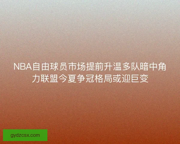 NBA自由球员市场提前升温多队暗中角力联盟今夏争冠格局或迎巨变